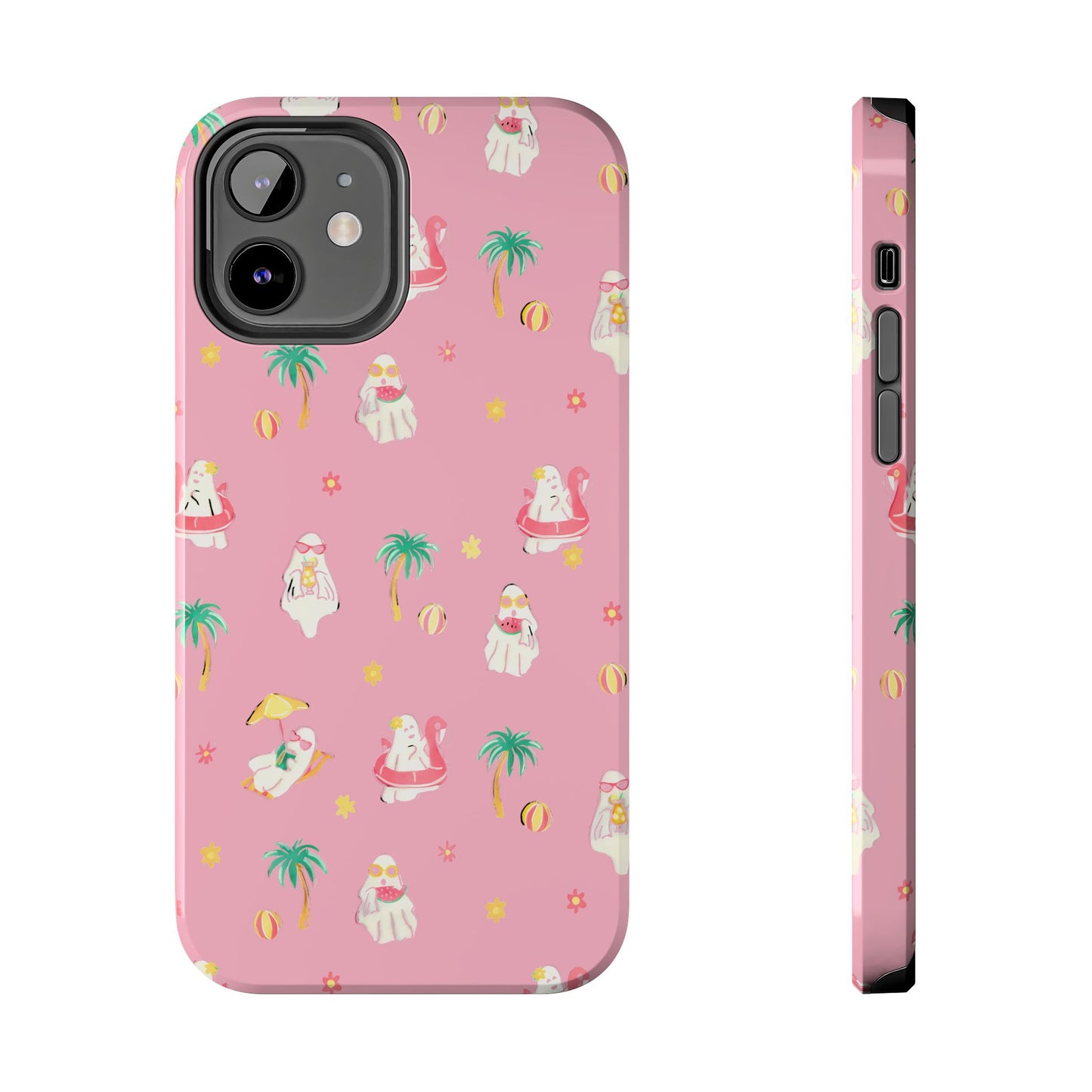 Pink Summerween Phone Cases with Ghosties - Fun Vacation Accessories, Cute Gift for Beach Lovers, Phone Covers, Summer Essentials