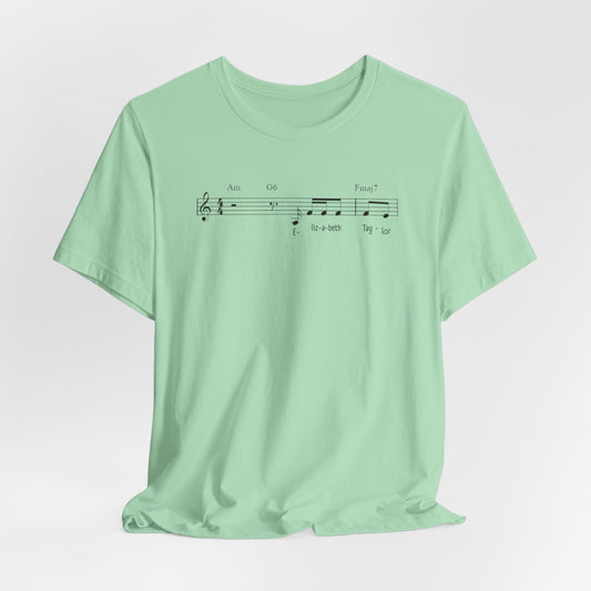Elizabeth Tay-lor Musical Notes Unisex Tee, Gift for Musicians, Music Lover T-Shirt, Casual Everyday Wear, Concert Outfit
