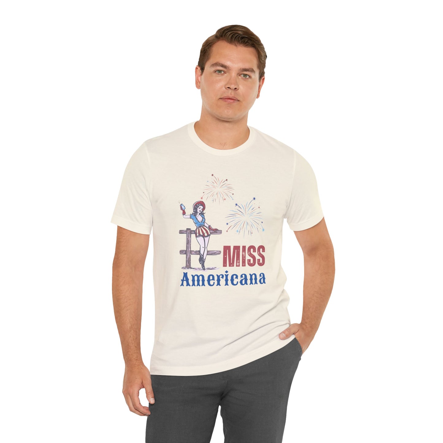 'Miss Americana' Unisex Jersey Tee, Perfect for 4th of July, Independence Day, Summer Parties, Americana Style, Vintage Vibes