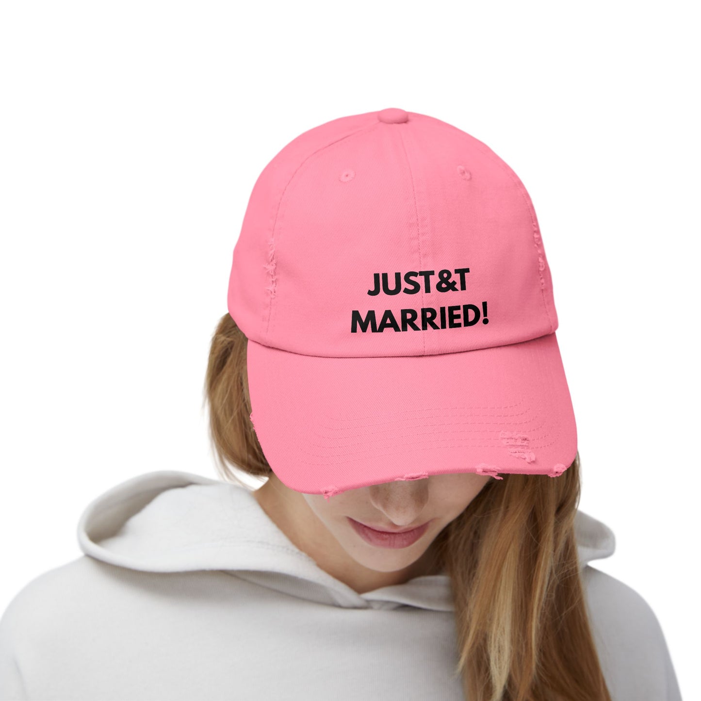 Just Married Unisex Distressed Cap