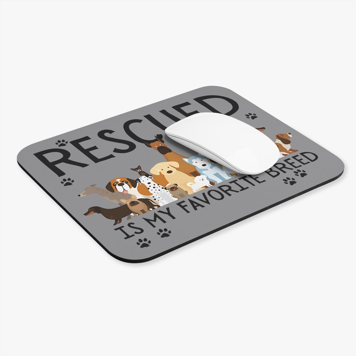 Rescued Dogs Mouse Pad | Pet Lover Desk Accessory | Dog Themed Gift | Animal Rescue Desk Mat | Office Supplies for Dog Owners