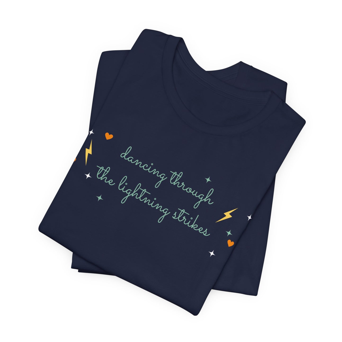 Dancing Through the Lightning Short Sleeve Tee, Fun Graphic Tee, Unisex T-Shirt, Summer Vibes Shirt, Gift for Lightning Lovers, Bright [...]