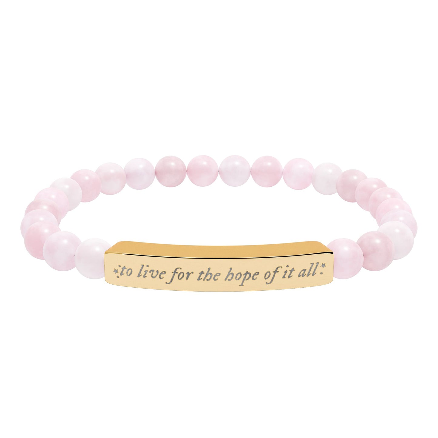 For the hope of it all - Engraved Natural Stone Bar Bracelet — Inspirational Beaded Stretch Bracelet
