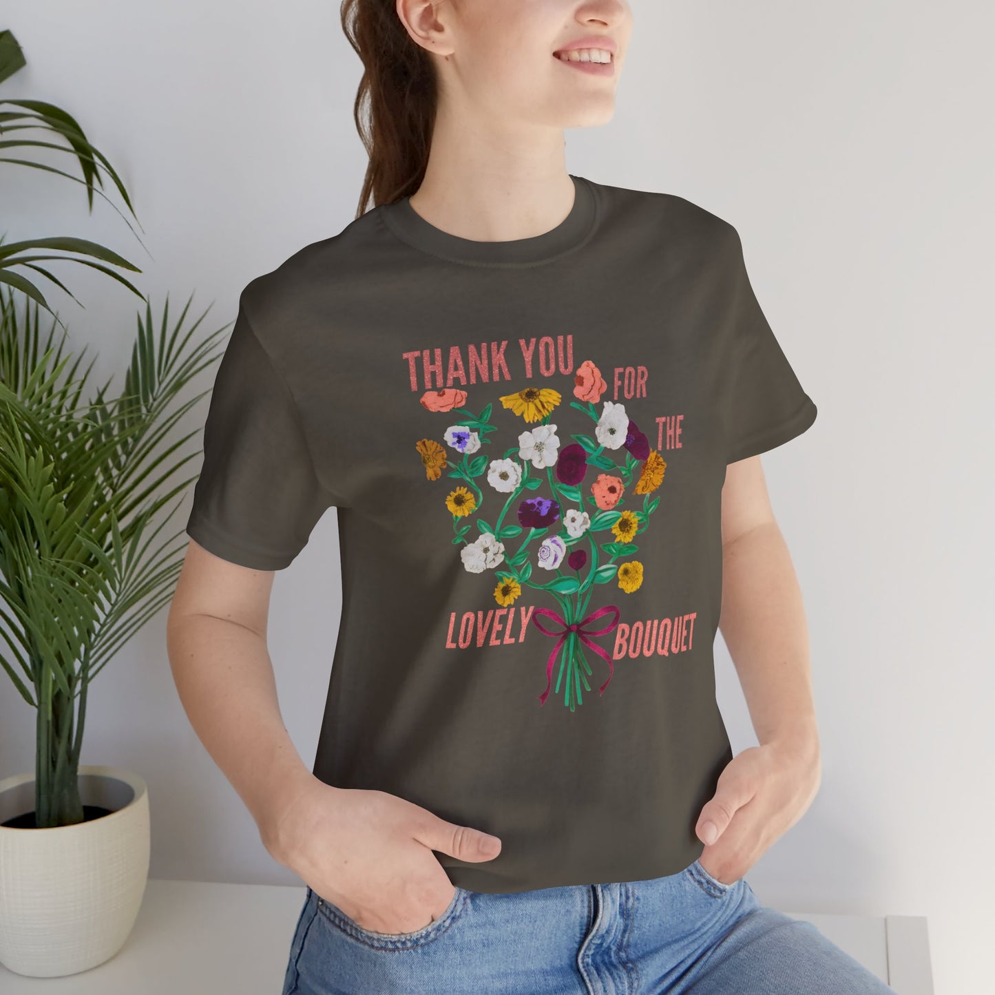Thank You For The Lovely Bouquet, acoustic piano flowers Tee, Unisex Jersey Short Sleeve T-Shirt, Gift for Friends, Appreciation Shirt, Floral Design, Casual Wear