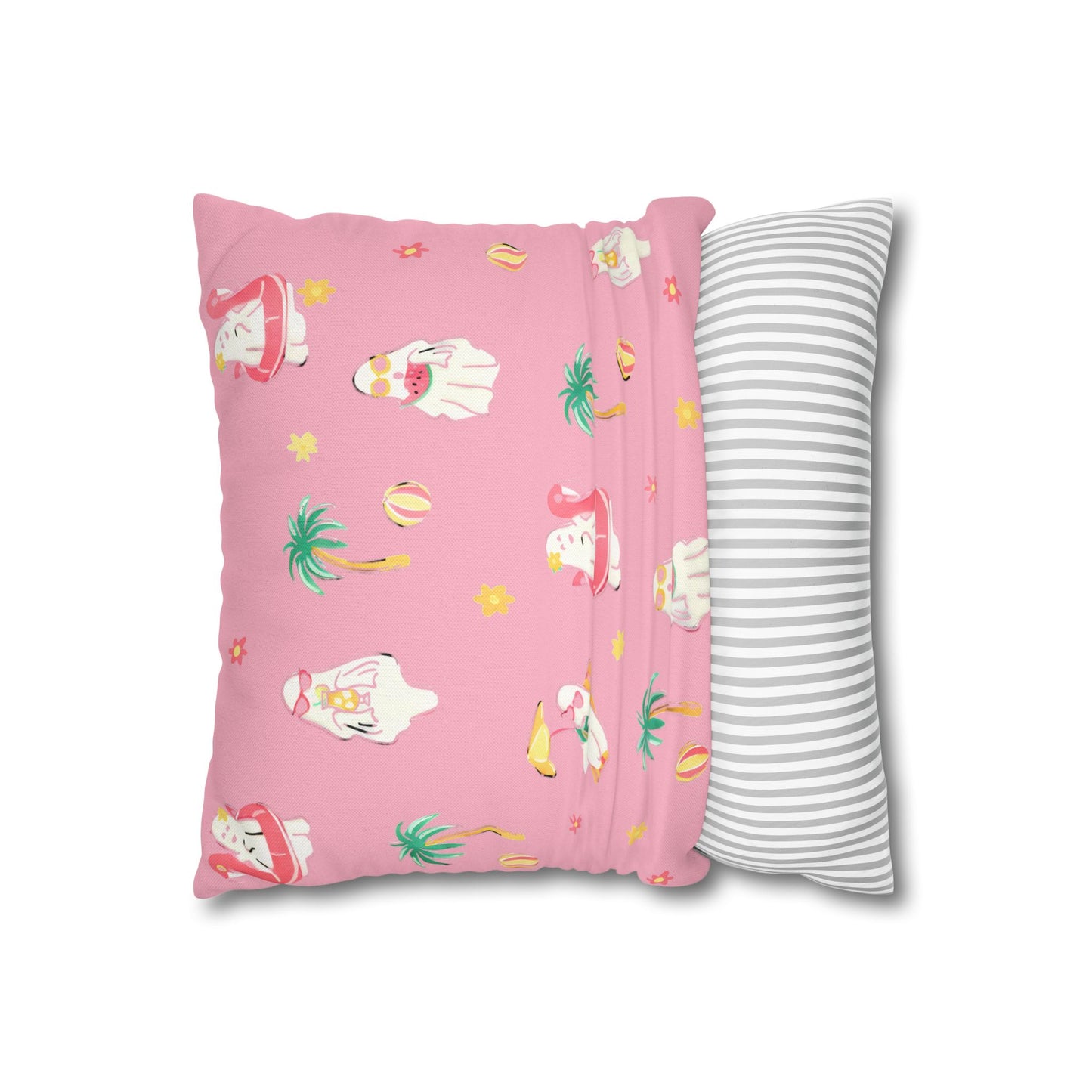 Pink Summerween Pillowcase - Tropical Home Decor, Cute Pillow Cover, Summer Gift, Fun Room Accent, Beach Themed Decor