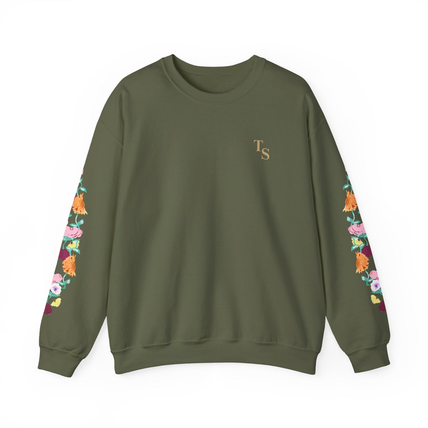 Acoustic Piano Floral Sleeve Crewneck Sweatshirt