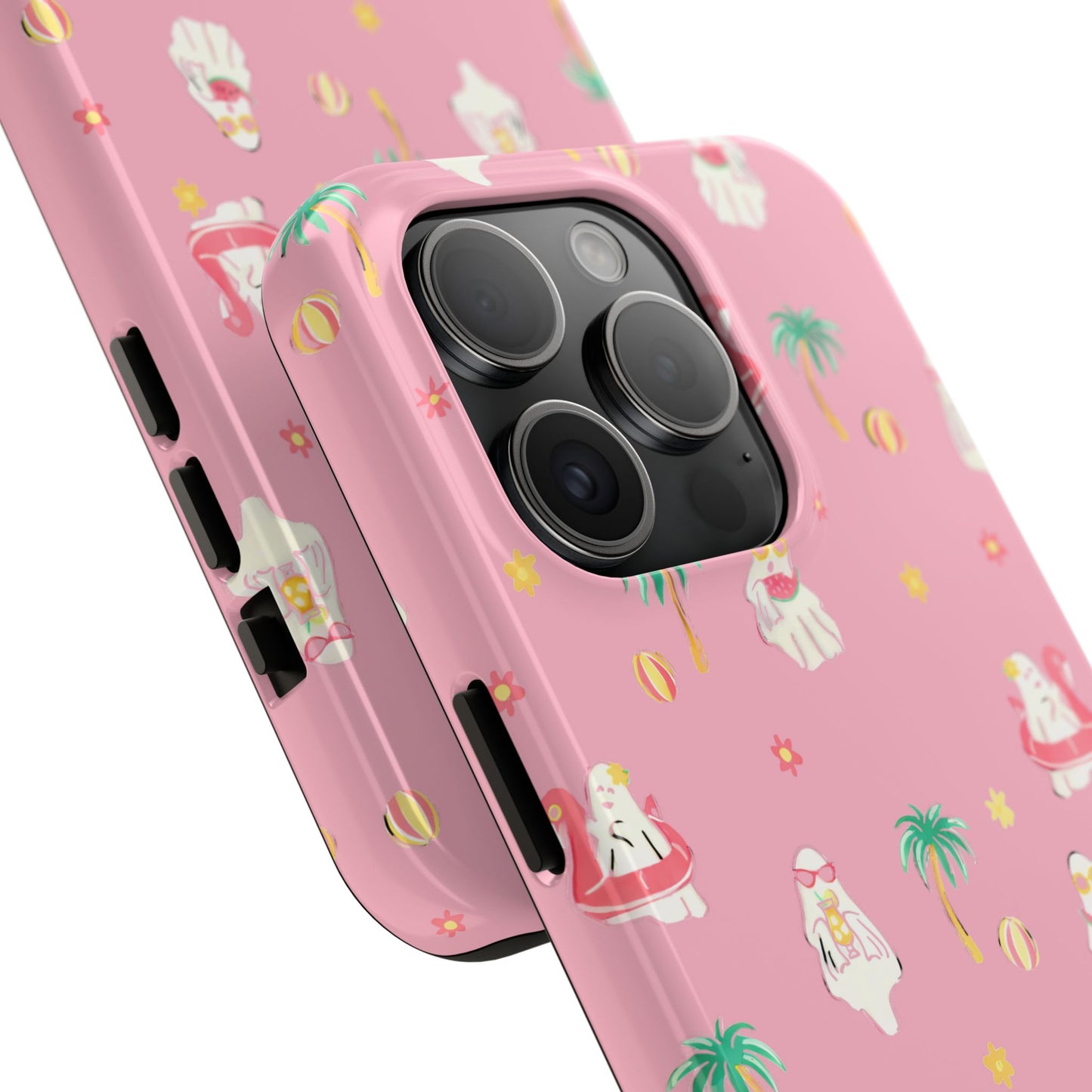 Pink Summerween Phone Cases with Ghosties - Fun Vacation Accessories, Cute Gift for Beach Lovers, Phone Covers, Summer Essentials