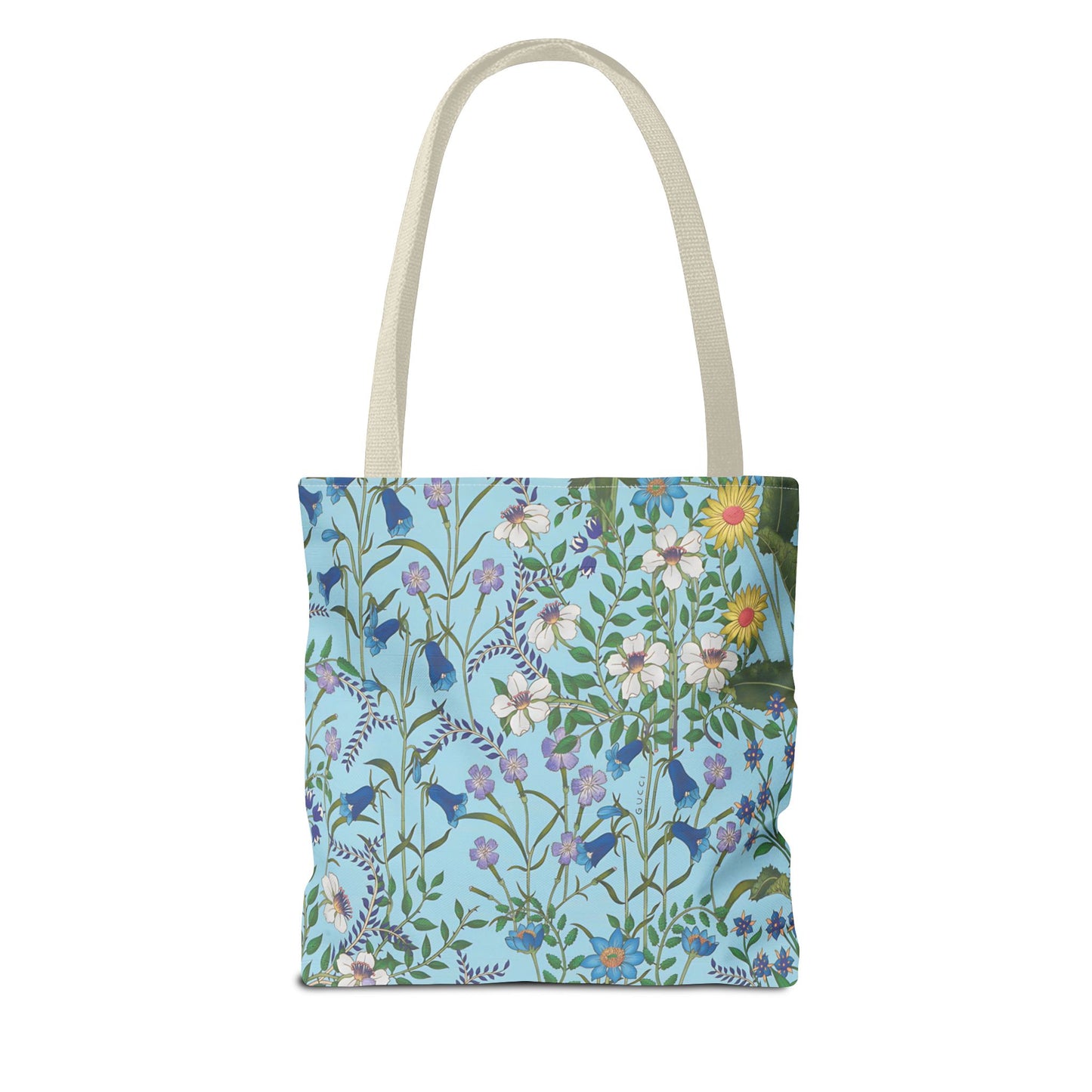 Floral Pattern Tote Bag "Flora Blue" - Vibrant Garden Style for Everyday Use