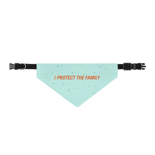 Clip-on Pet Bandana — "I Protect The Family" Mint Dog Bandana, Protective Pup Accessory