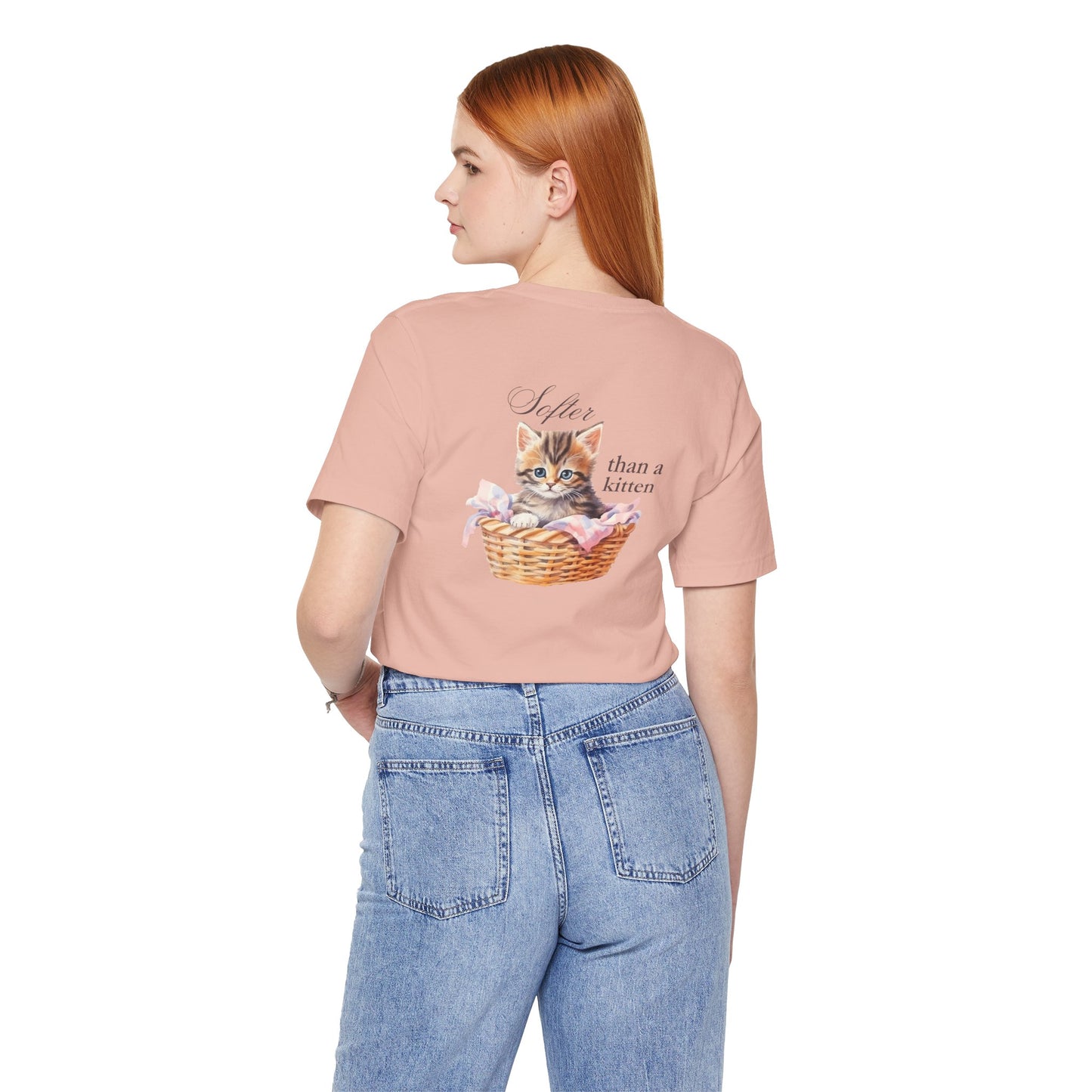 Sweeter than a Peach, Softer than a Kitten - Bella Canvas Unisex Jersey T-Shirt | Graphic Tee for Cat Lovers, Gifts for Her, Birthday Present, Casual Wear, Peach and Kitten Designs
