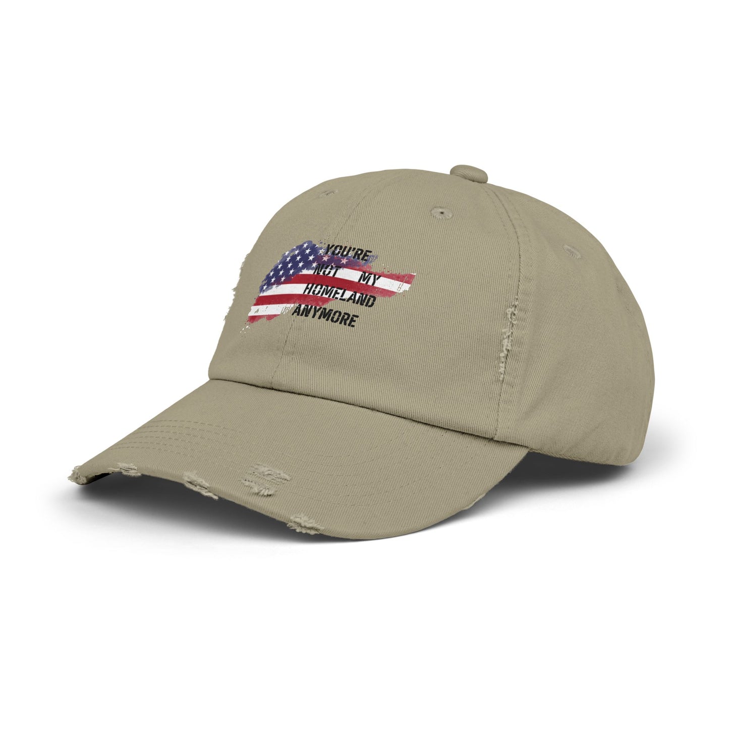 Not My Homeland Anymore Unisex Distressed Cap with American Flag Design, Casual Wear, Perfect for Protesting Events, Outdoor Adventures