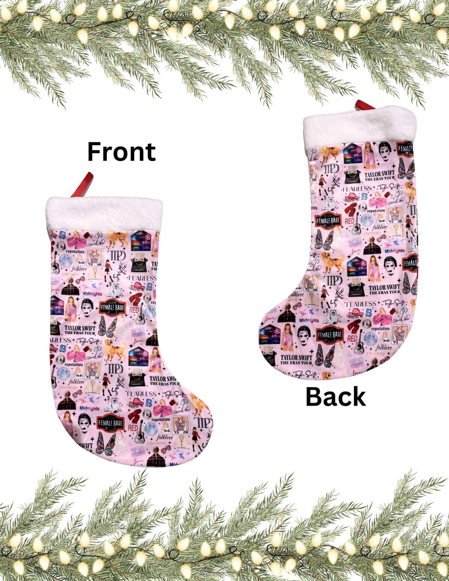 Swiftie Scatter Print Pink Christmas Stocking