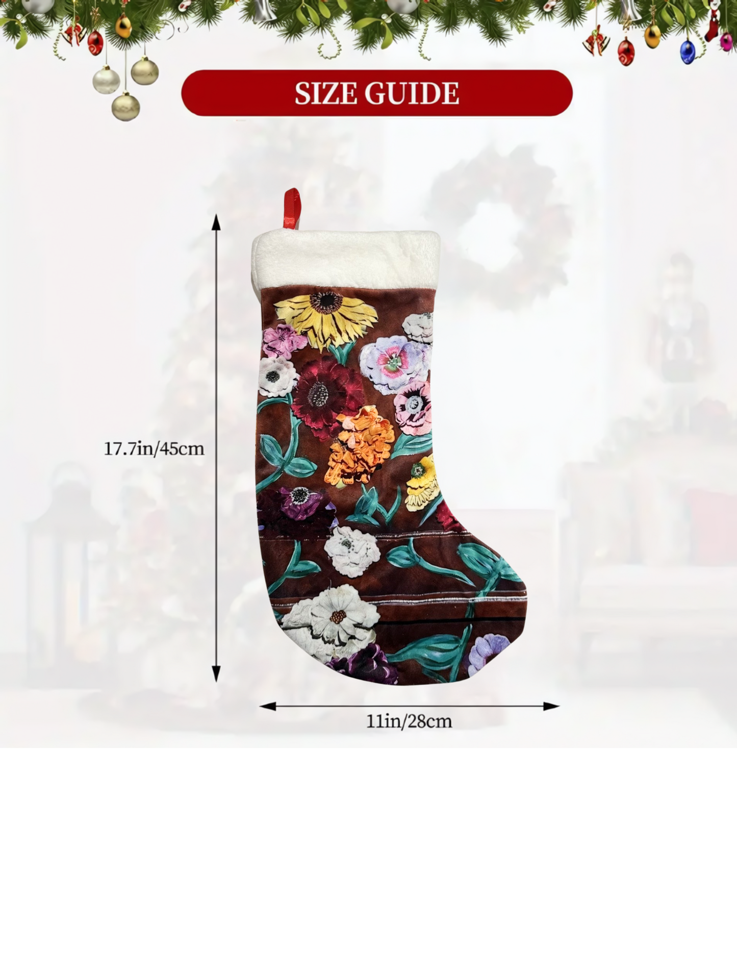 Eras Surprise Song Piano Floral Christmas Stocking