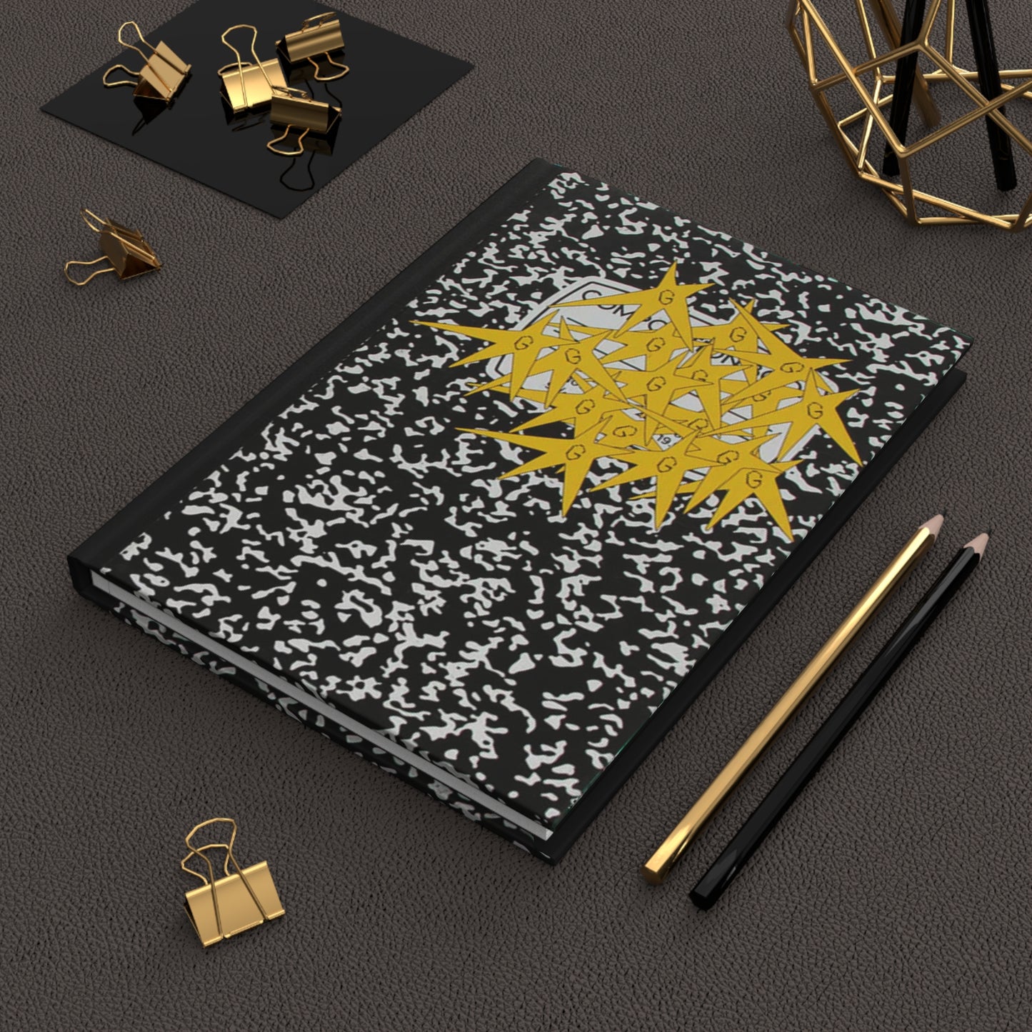 yellow stars - Hardcover Journal Matte