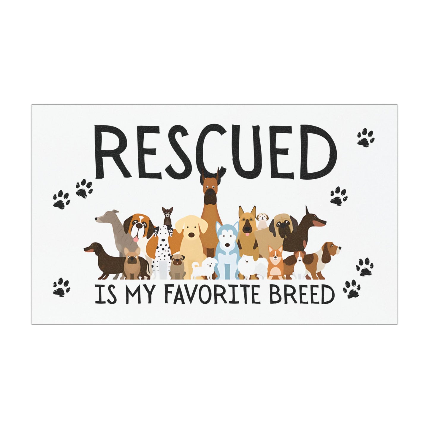 Dog Lover's Car Magnet, Rescued is my Favorite Breed, Cute Pet Gift, Animal Advocacy Magnet, Dog Adoption Support, Pet Lover Decor