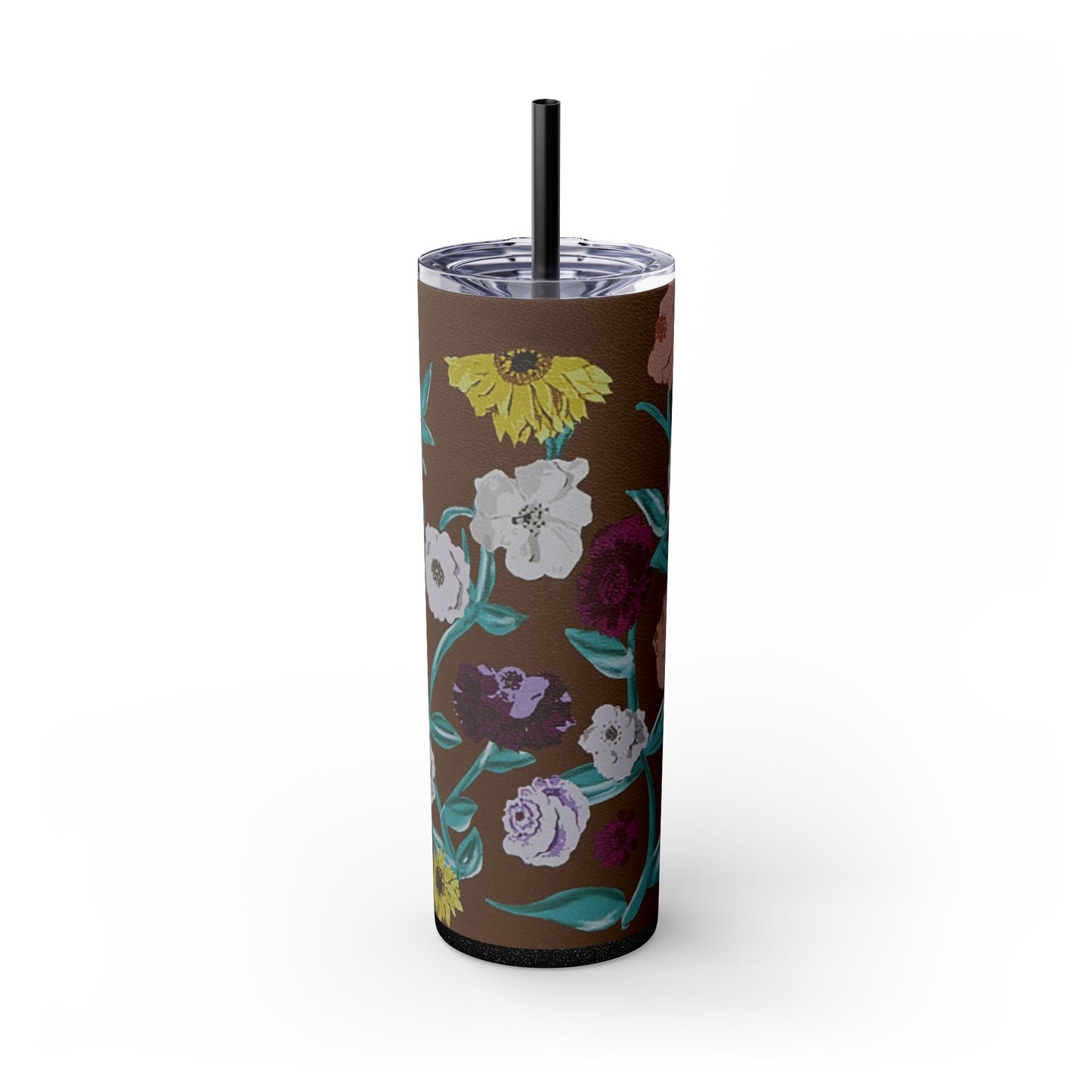 Surprise Song Piano Flowers - Vinyl Case Inspired - Skinny Tumbler with Straw, 20oz