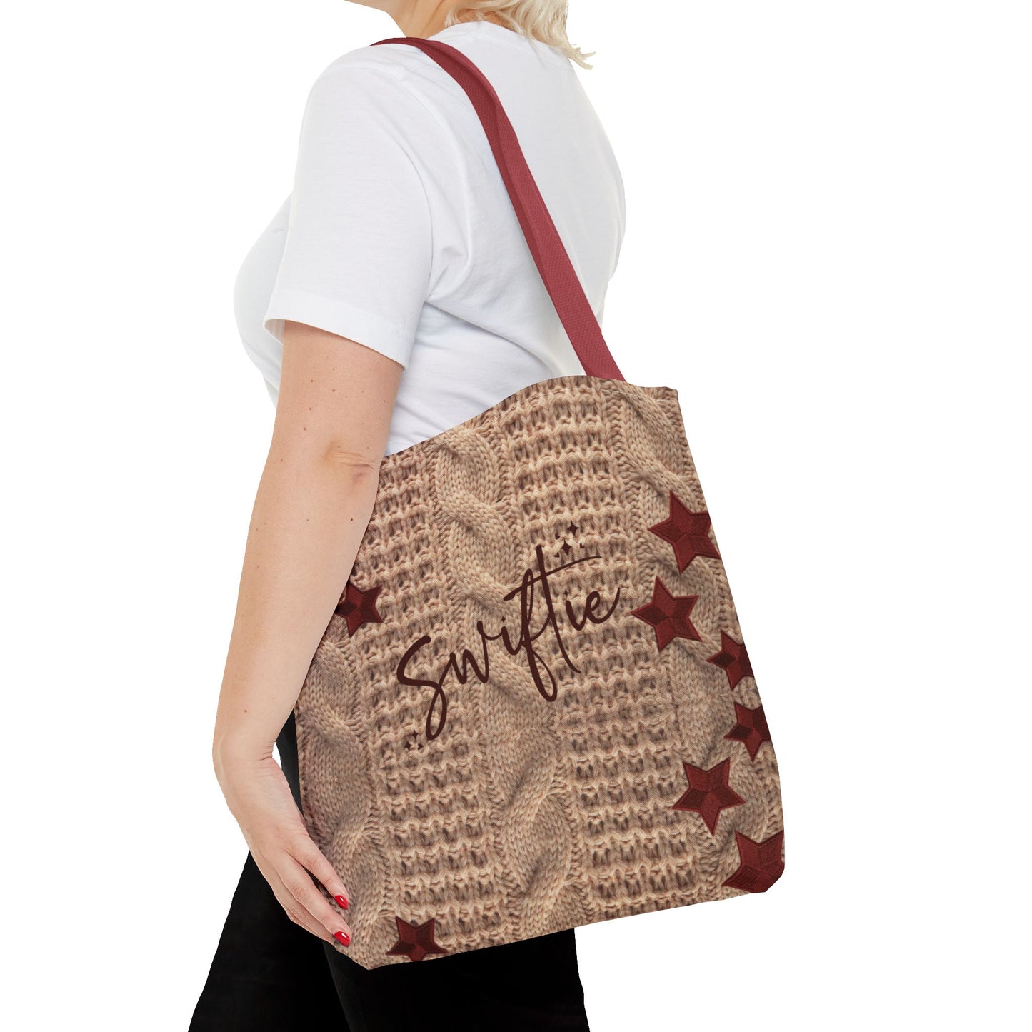 Swiftie Red Holiday Cardigan Inspired Tote Bag