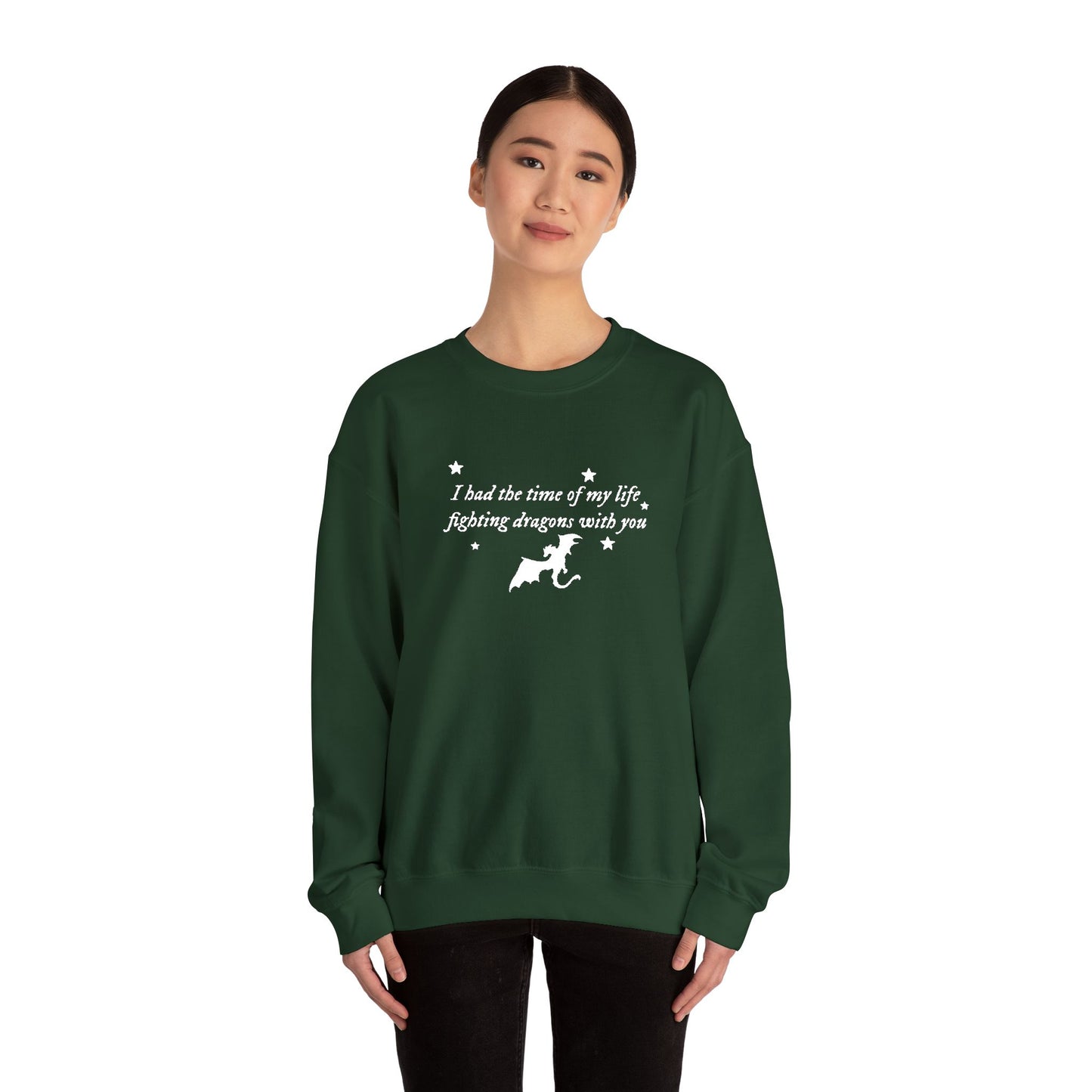 Embroidered Crewneck Sweatshirt — fighting dragons with you