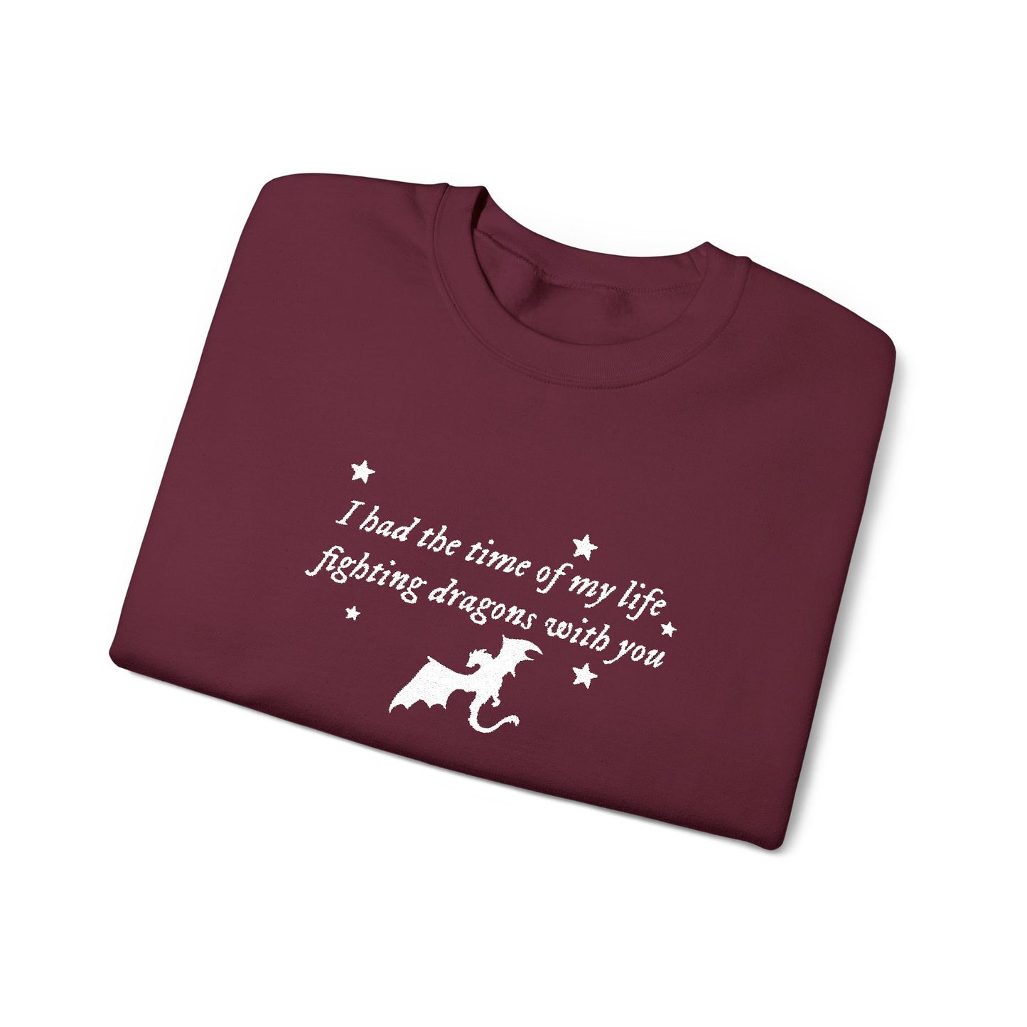Embroidered Crewneck Sweatshirt — fighting dragons with you
