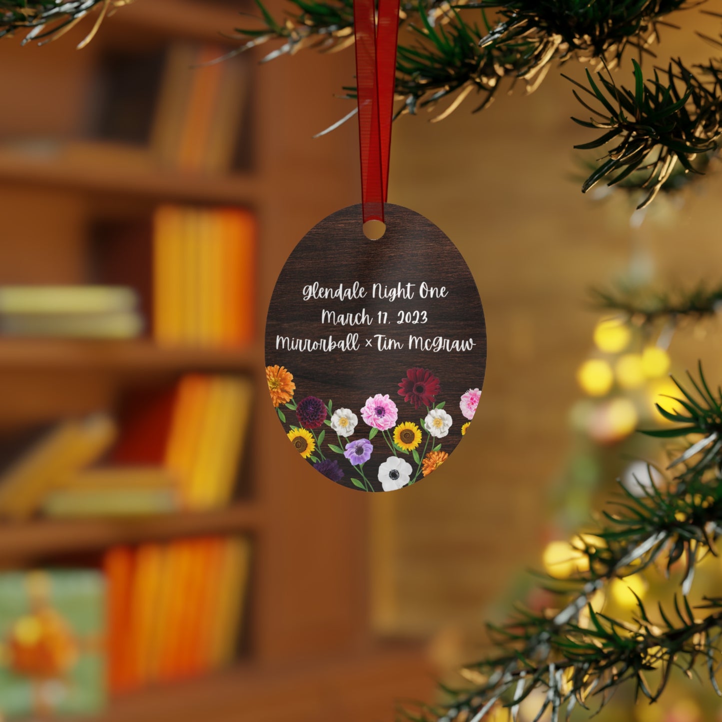 CUSTOMIZABLE Surprise Songs and Concert Date Floral Piano - Metal Ornament