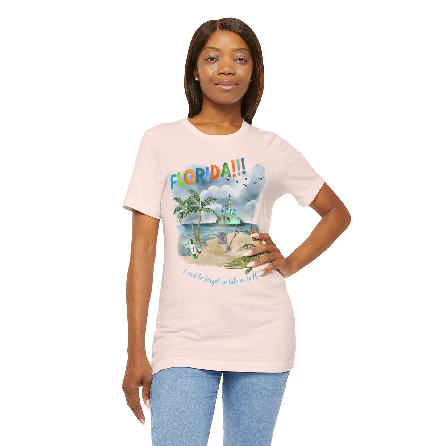 FLORIDA!!! Watercolor Print - Unisex Jersey Short Sleeve Tee