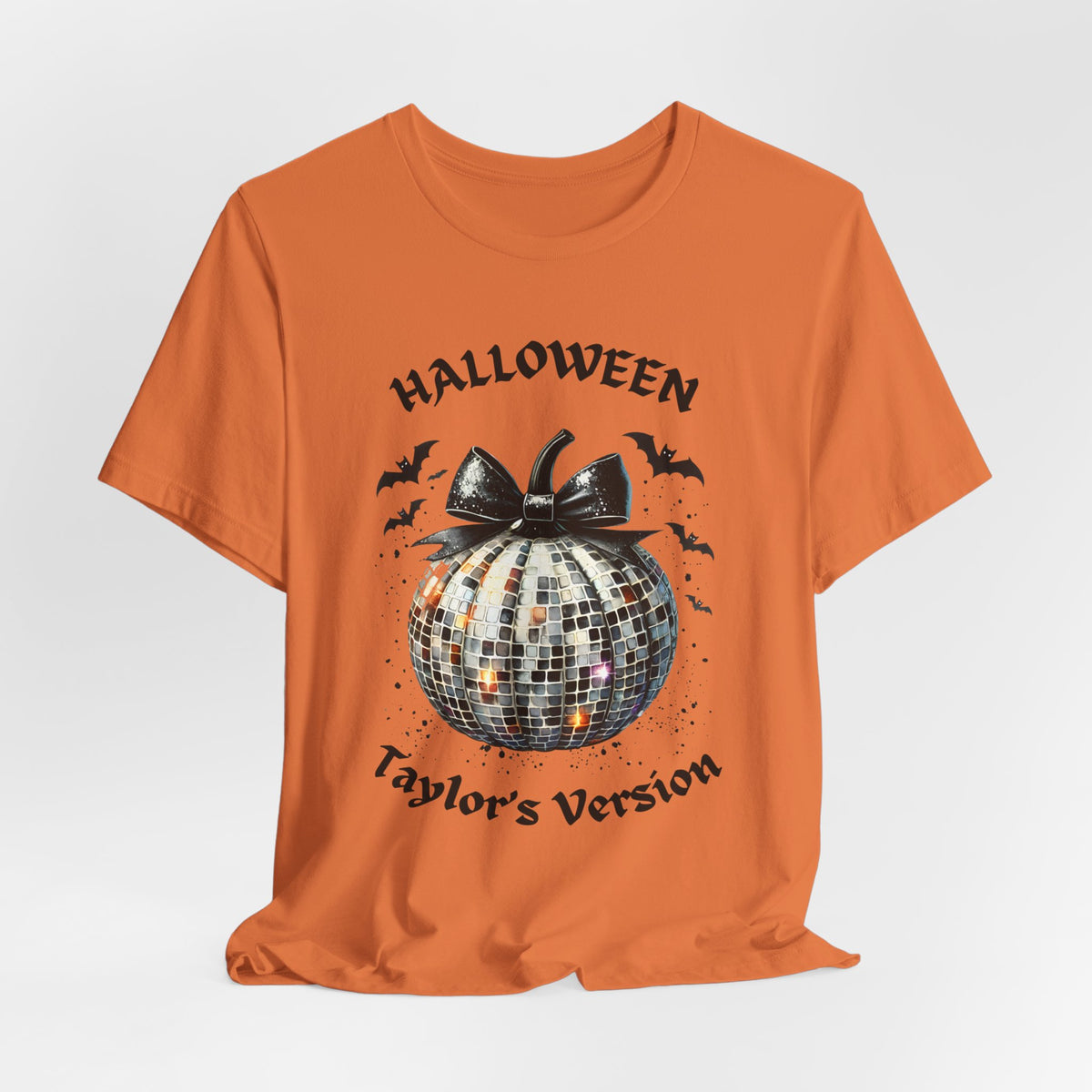 Halloween - TV - Black Disco Ball Pumpkin - Bats - Swiftie Halloween - Unisex Jersey Short Sleeve Tee