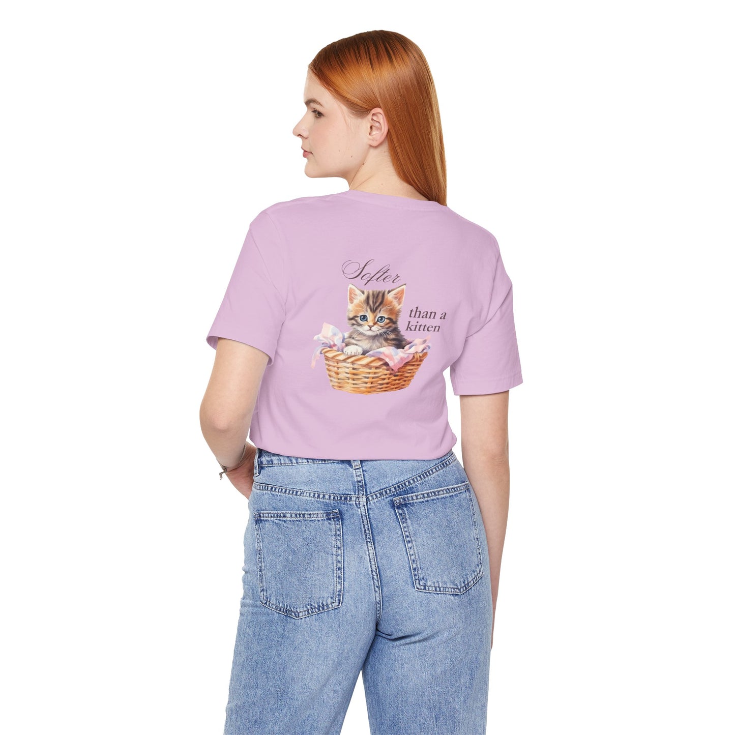 Sweeter than a Peach, Softer than a Kitten - Bella Canvas Unisex Jersey T-Shirt | Graphic Tee for Cat Lovers, Gifts for Her, Birthday Present, Casual Wear, Peach and Kitten Designs