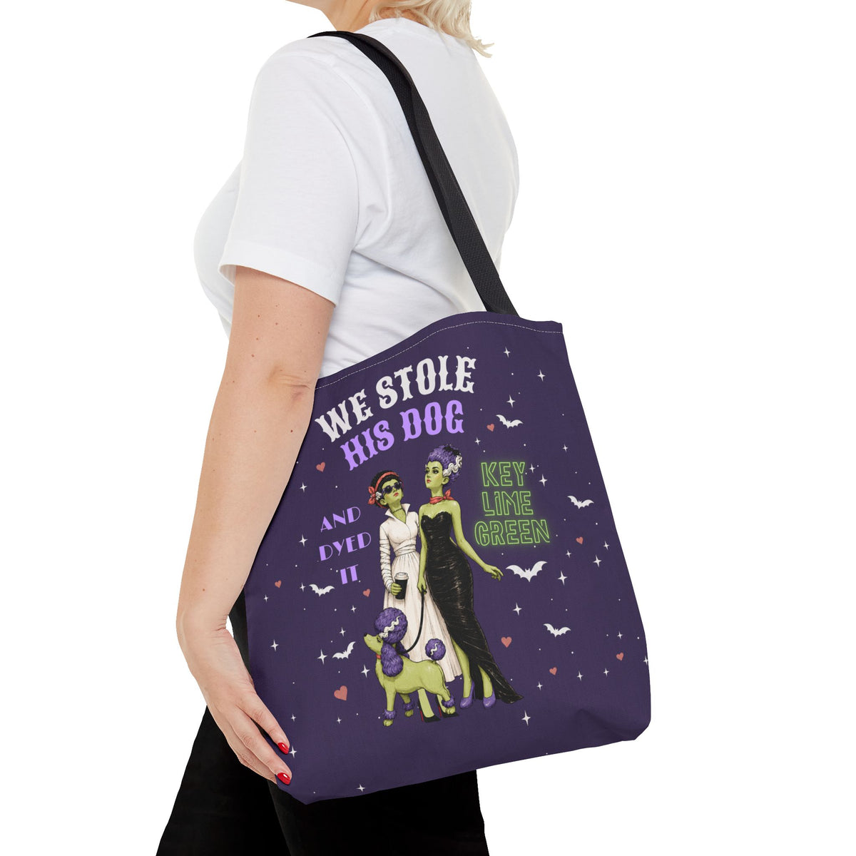 Gothic Brides Tote Bag — Retro Monster Dog Walk Design