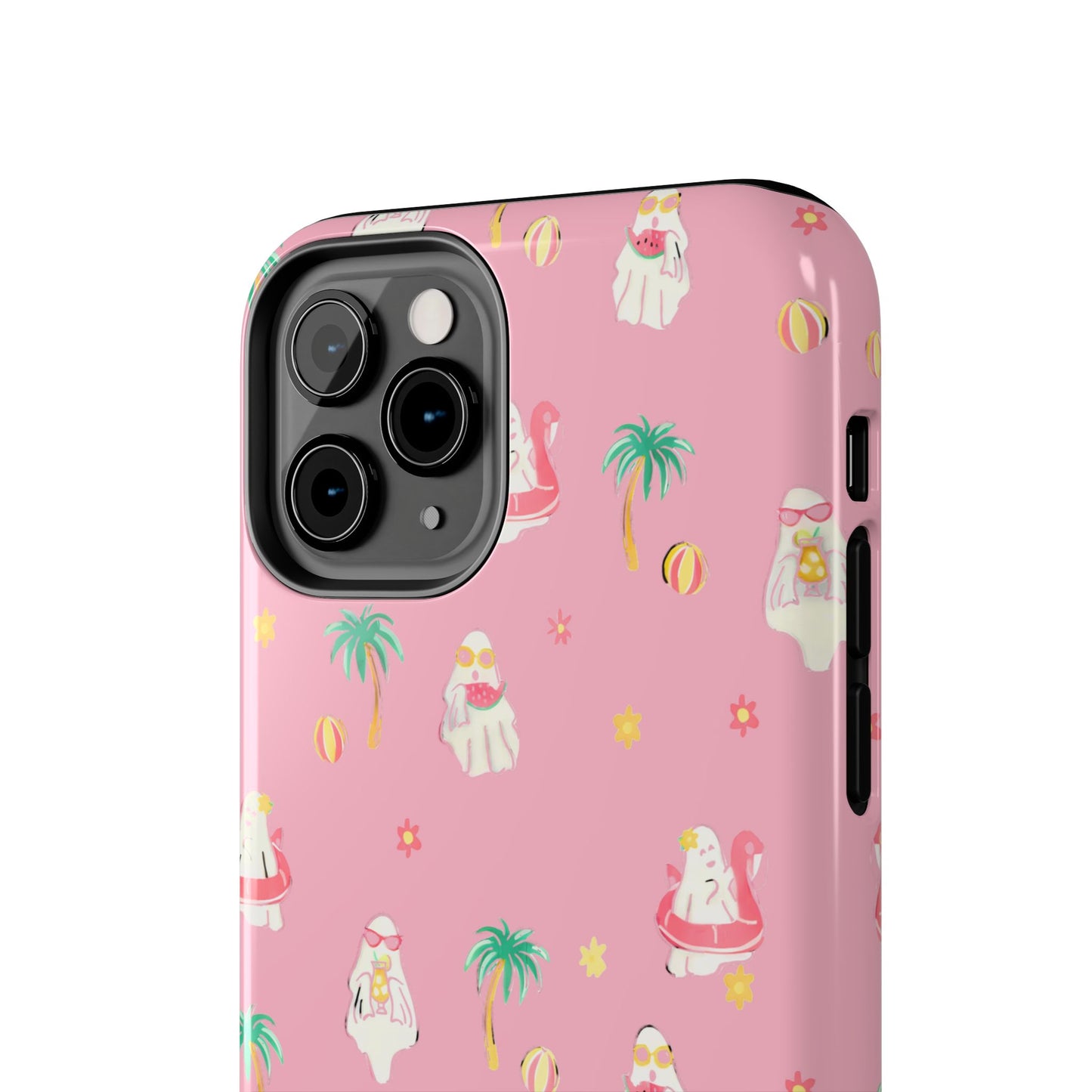 Pink Summerween Phone Cases with Ghosties - Fun Vacation Accessories, Cute Gift for Beach Lovers, Phone Covers, Summer Essentials