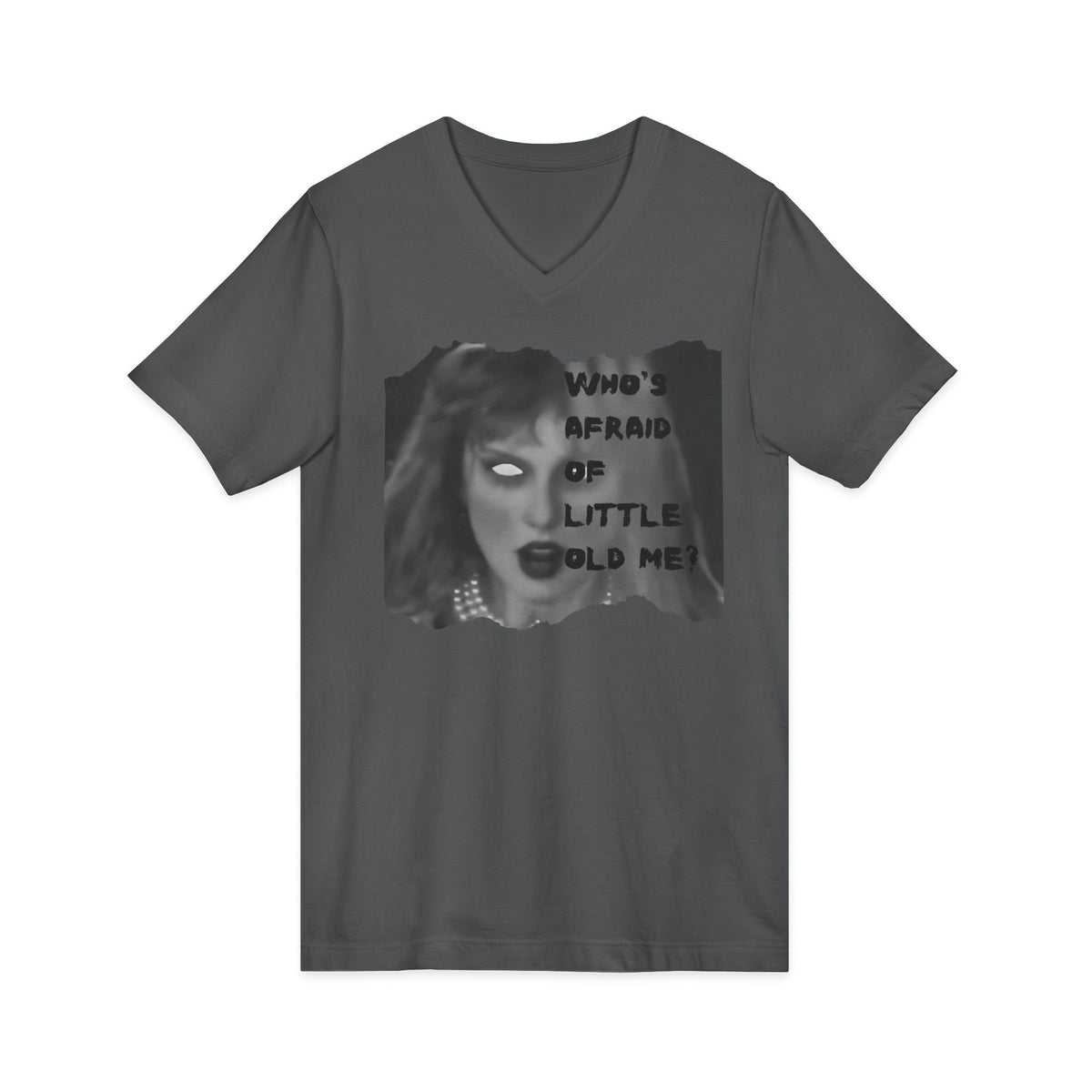 Who's Afraid of Little Ole Me? Unisex VNECK T-Shirt, Halloween Costume Tee, Spooky Gift, Horror Lover Shirt, Statement Tee