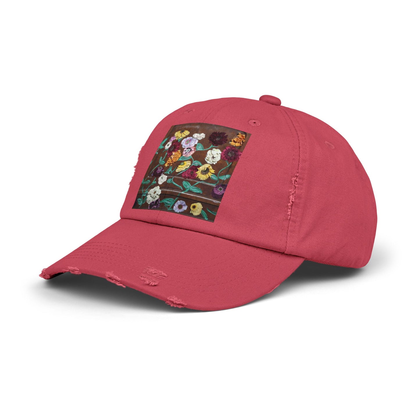 Surprise Song Floral Piano - Unisex Distressed Cap