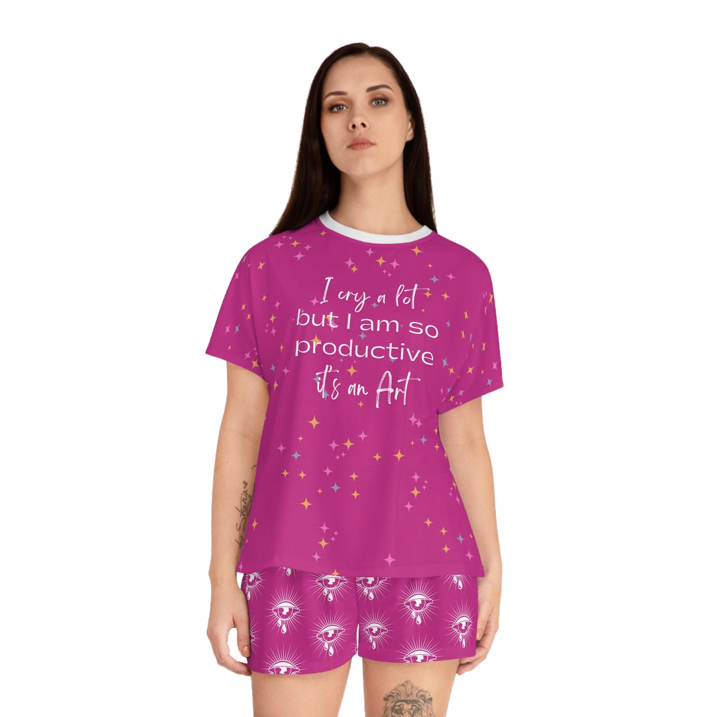 I cry a lot but I am so productive, it's an art - Women's Short Pajama Set