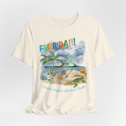 FLORIDA!!! Watercolor Print - Unisex Jersey Short Sleeve Tee