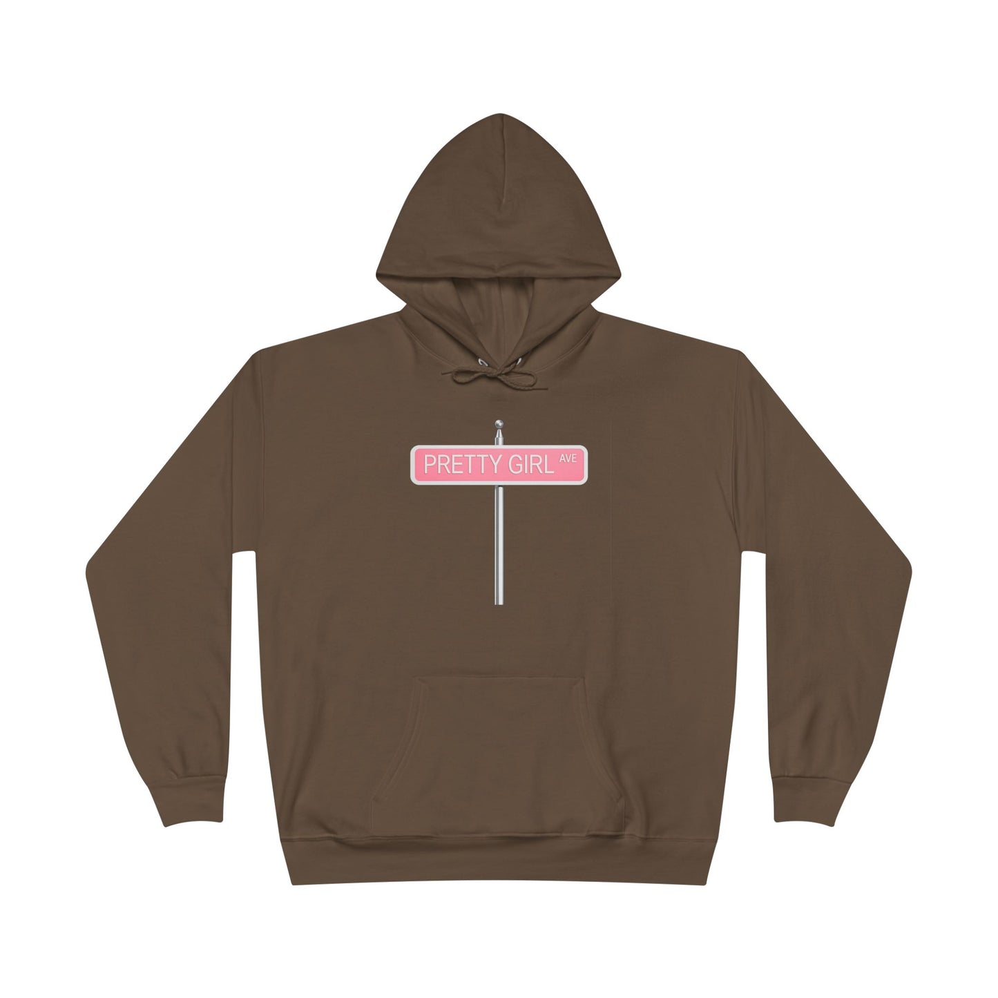 Pretty Girl Pullover Hoodie — "My House Could Be Your House Too" Brown Eco Hoodie