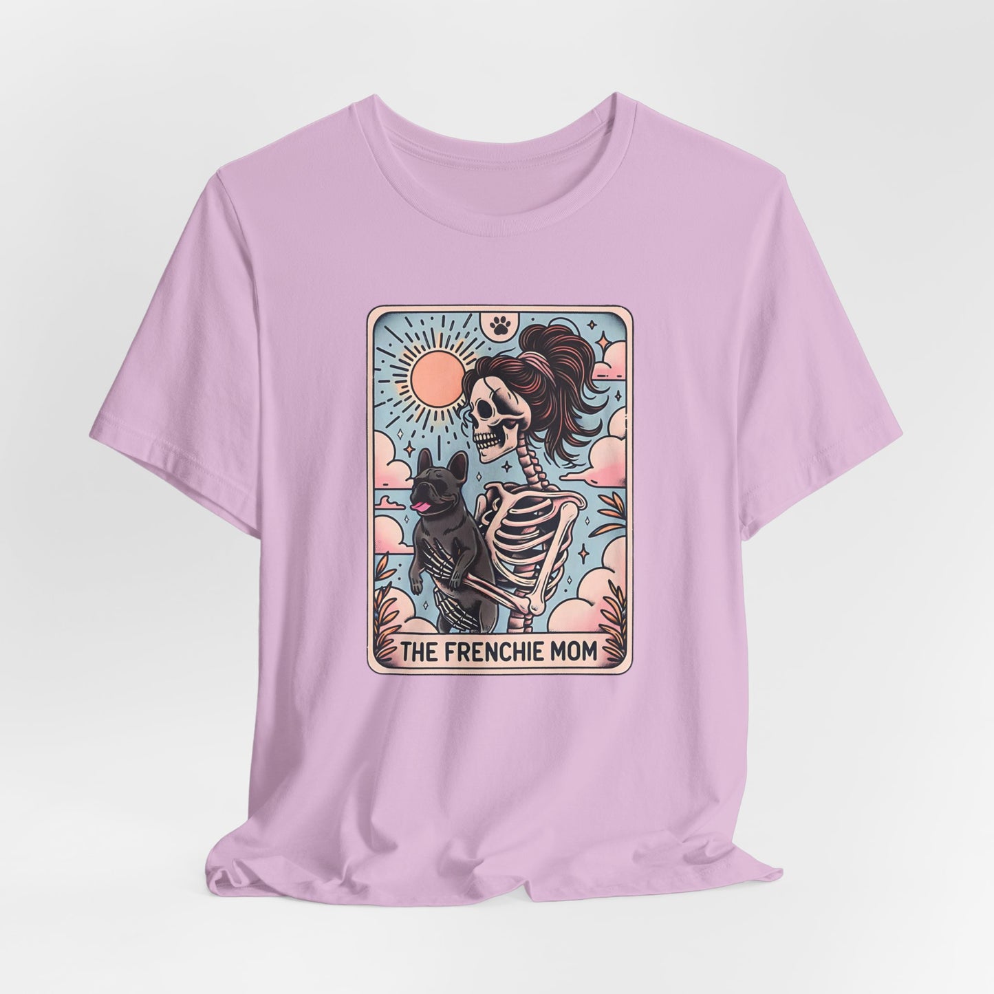 The Frenchie Mom Tarot Tee - Fun Graphic Shirt for Pet Lovers, Dog Mom Gift, Halloween Style, Casual Wear, Graphic T-Shirt, Unique Gift Idea