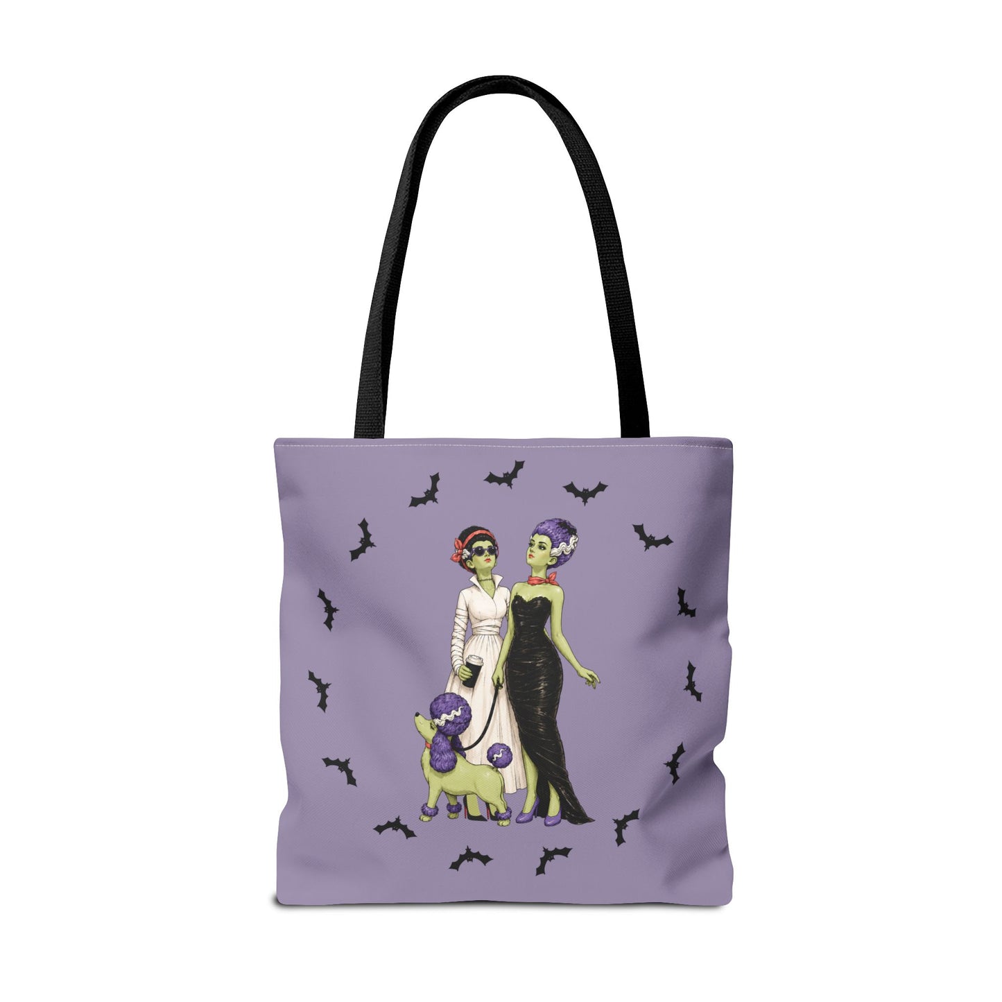 Gothic Brides Tote Bag — Retro Monster Dog Walk Design