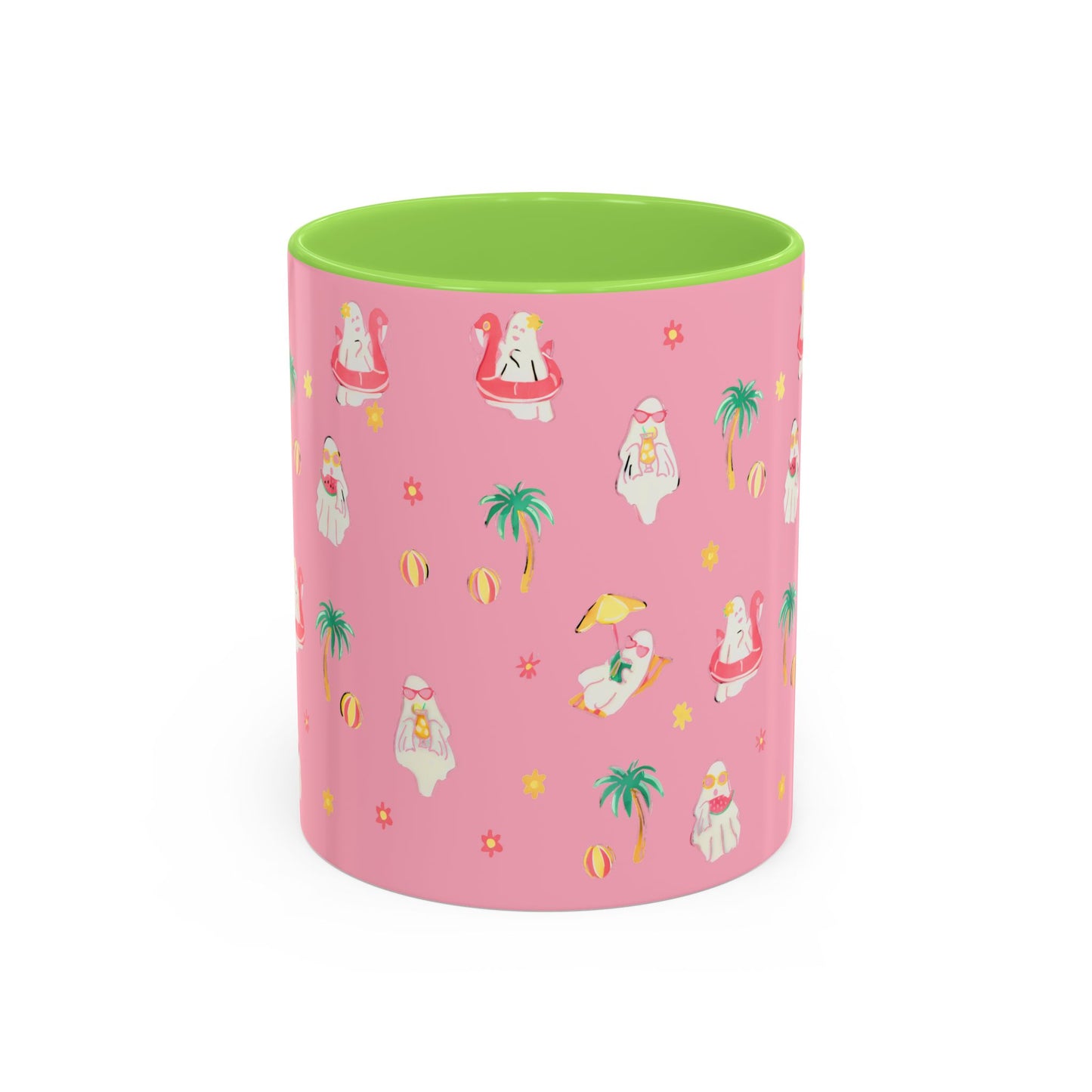 Pink Summerween Ghostie Mugs - Fun Gift, Beach Decor, Unique Coffee Cup, Cute Summer Drinkware, Perfect for Summer