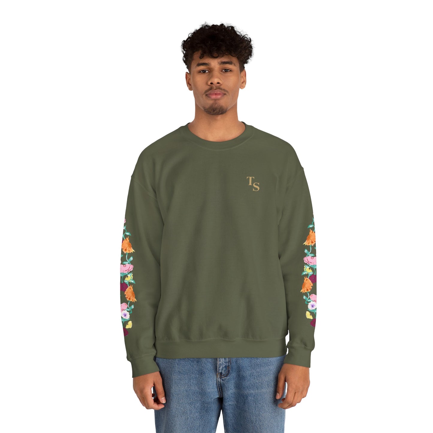 Acoustic Piano Floral Sleeve Crewneck Sweatshirt