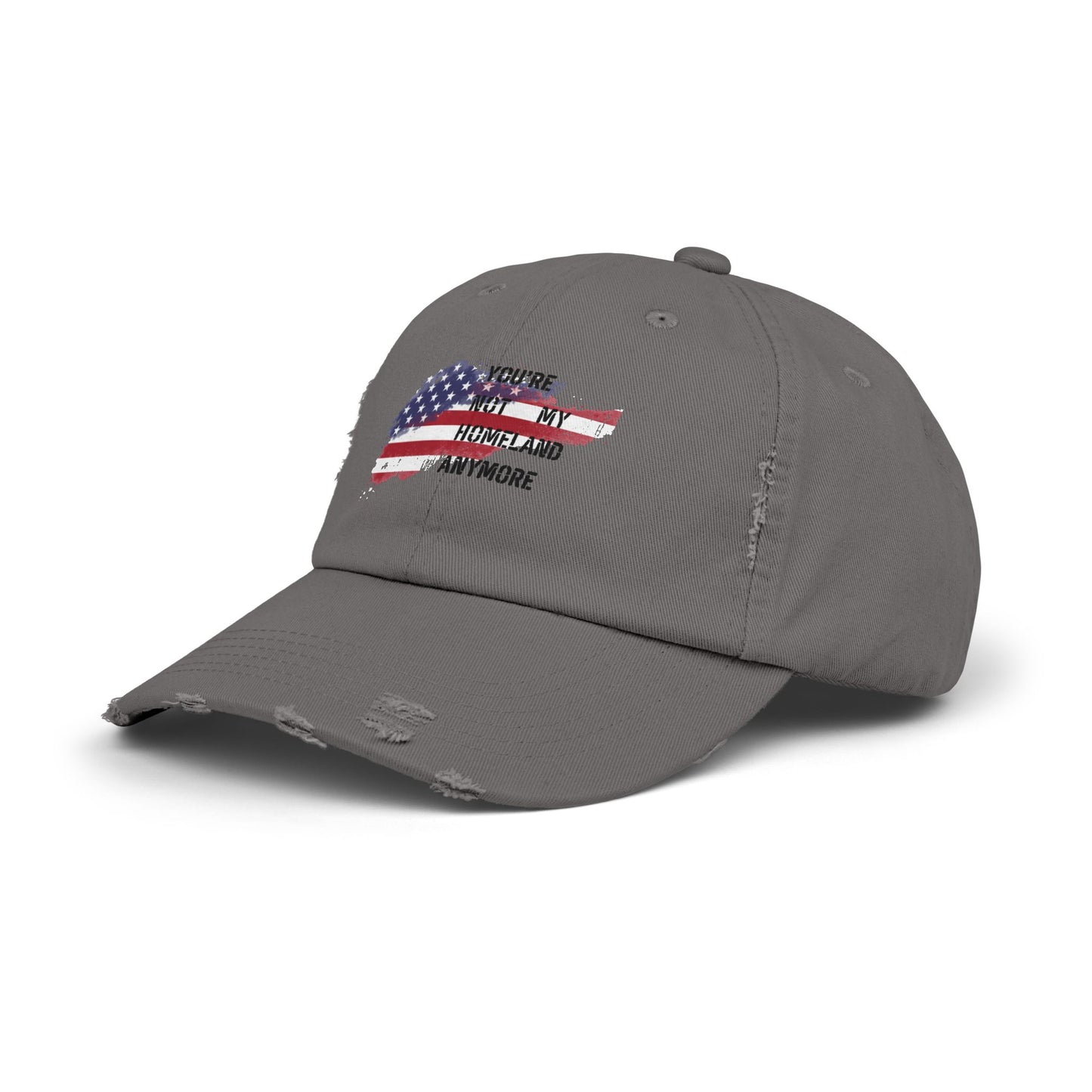 Not My Homeland Anymore Unisex Distressed Cap with American Flag Design, Casual Wear, Perfect for Protesting Events, Outdoor Adventures