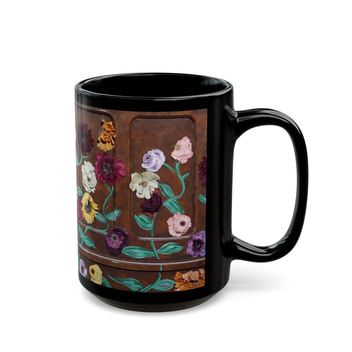 Surprise Song Floral Piano - Black Mug (11oz, 15oz)