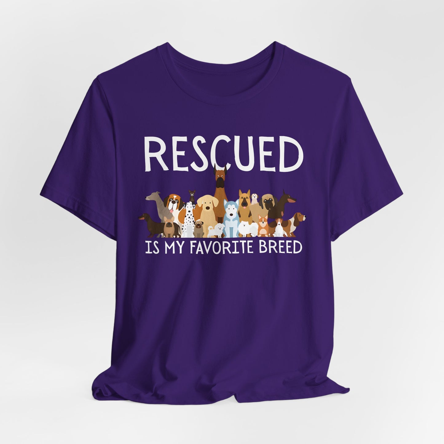 Unisex Dog Lover Tee: 'Rescued is My Favorite Breed' Shirt, Animal Rescue Gift, Pet Owner Apparel, Fun Casual Wear, Birthday Gift