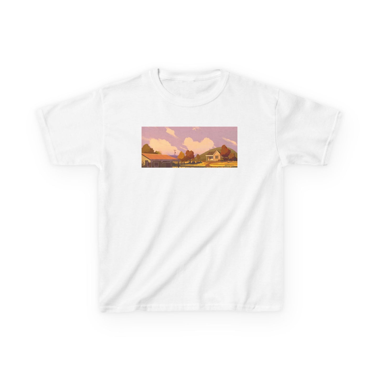Kids Tee — Sunset Farm Landscape Graphic