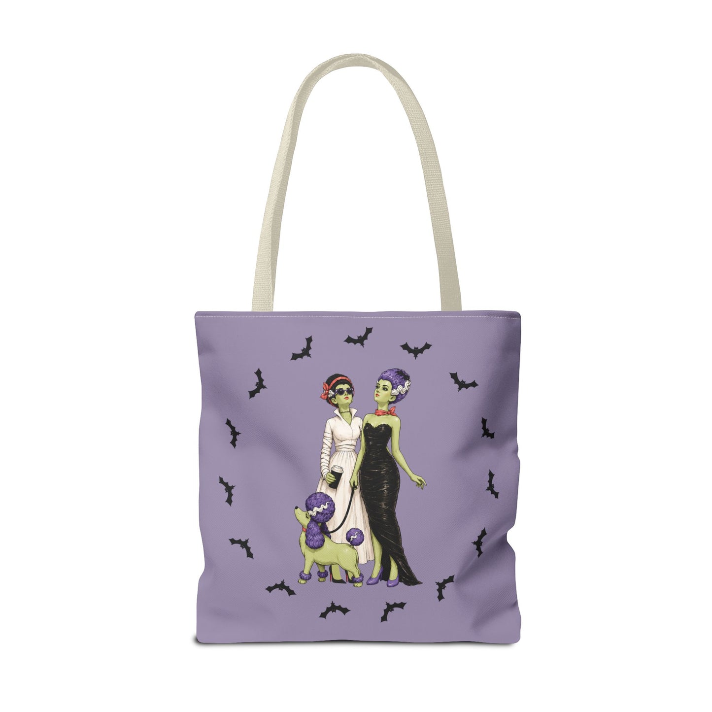 Gothic Brides Tote Bag — Retro Monster Dog Walk Design