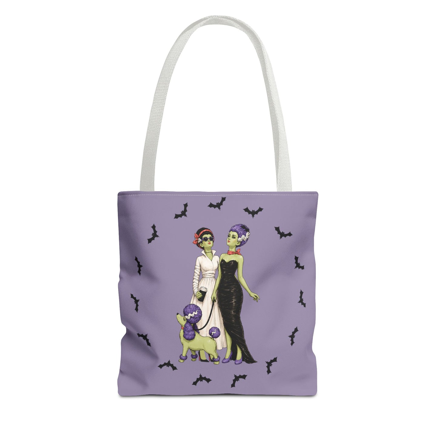 Gothic Brides Tote Bag — Retro Monster Dog Walk Design