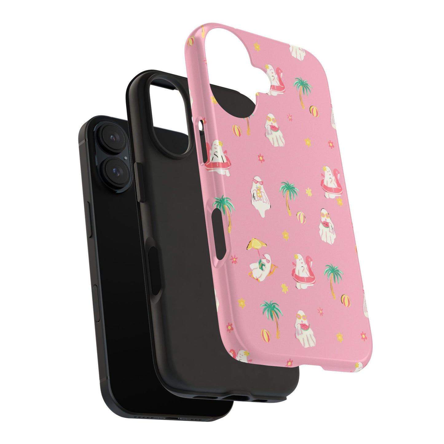 Pink Summerween Phone Cases with Ghosties - Fun Vacation Accessories, Cute Gift for Beach Lovers, Phone Covers, Summer Essentials