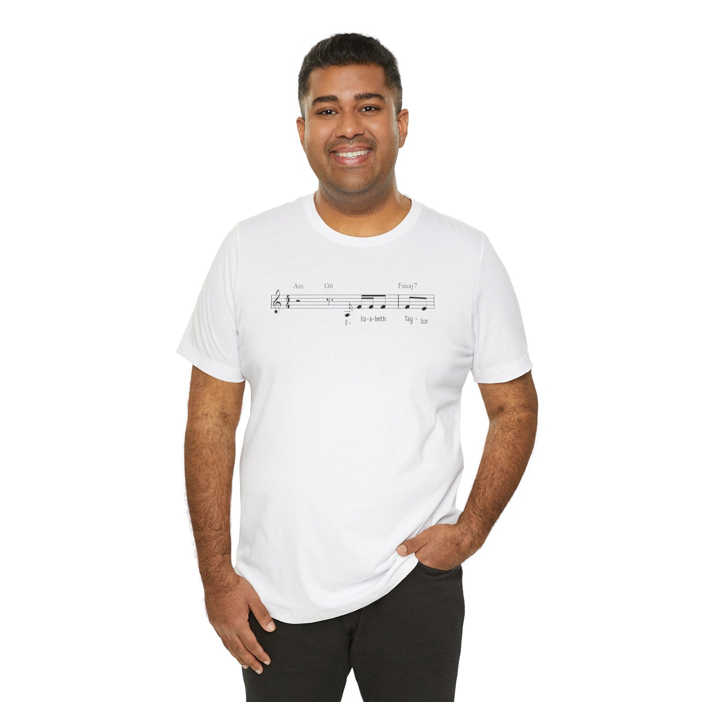 Elizabeth Tay-lor Musical Notes Unisex Tee, Gift for Musicians, Music Lover T-Shirt, Casual Everyday Wear, Concert Outfit