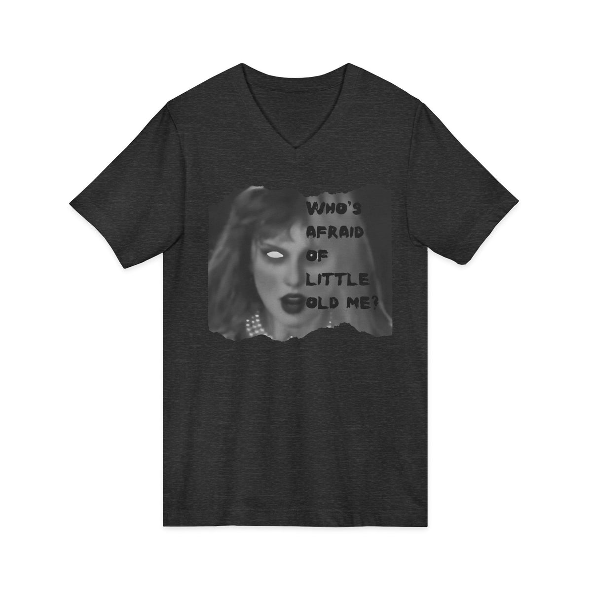 Who's Afraid of Little Ole Me? Unisex VNECK T-Shirt, Halloween Costume Tee, Spooky Gift, Horror Lover Shirt, Statement Tee