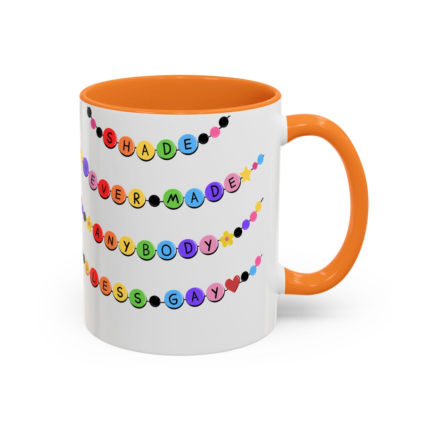 Shade Never Made Anybody Less Gay - Friendship Bracelet Pride Mugs - Fun & Whimsical Coffee Cups for Pride, Birthdays, & Everyday Use, Gifts for Friends, Family, LGBTQ+