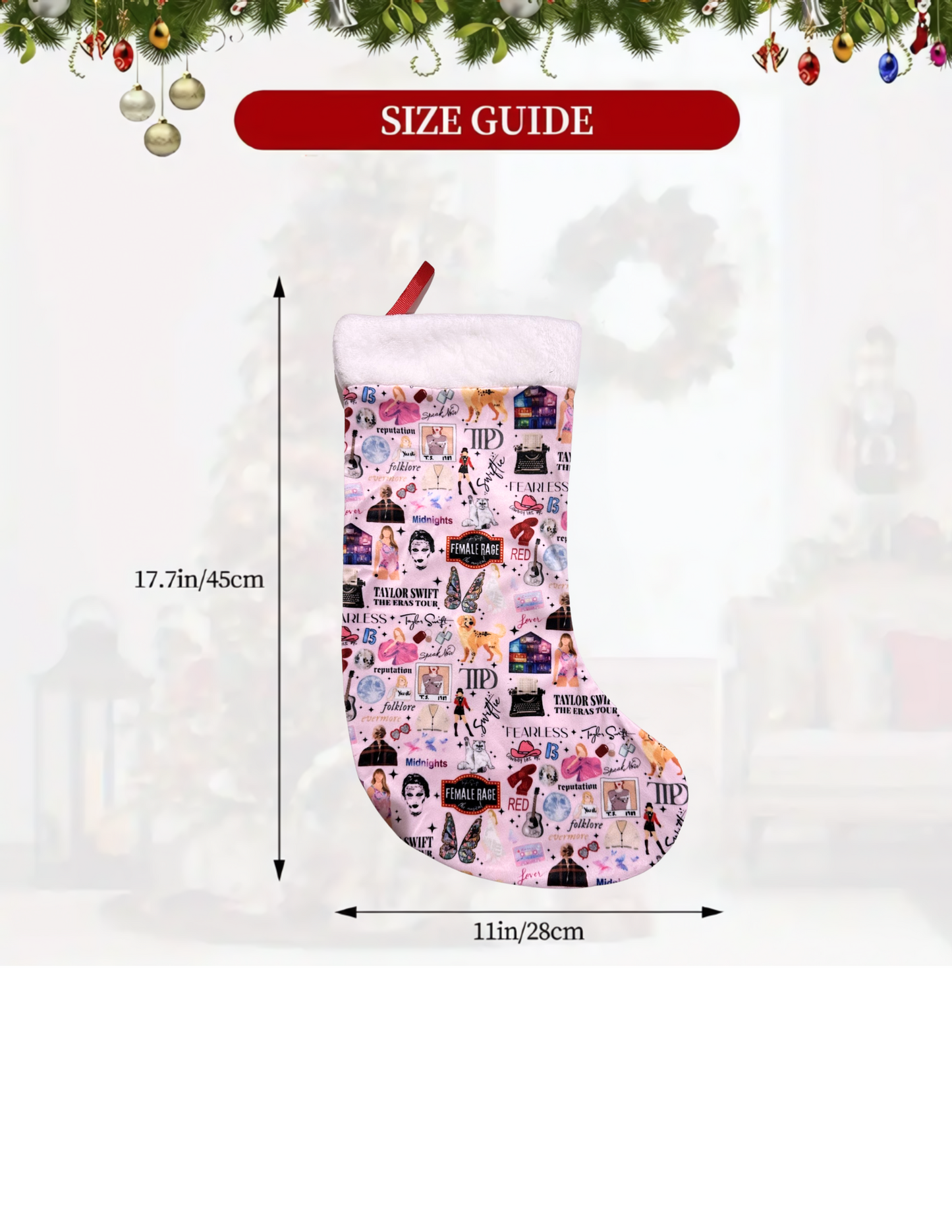 Swiftie Scatter Print Pink Christmas Stocking