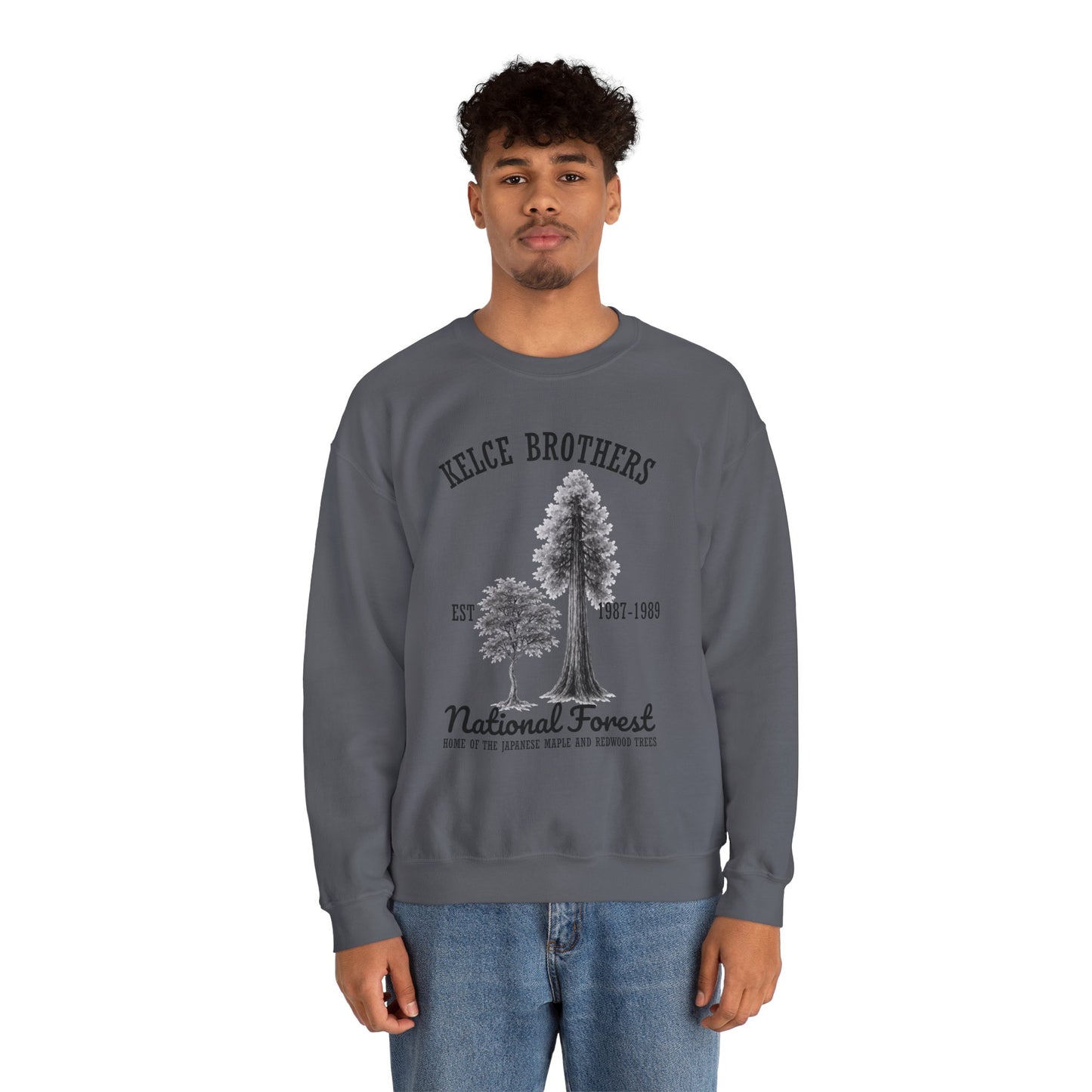 Kelce National Forest Crewneck Sweatshirt - "Kelce Brothers" Vintage Tree Graphic